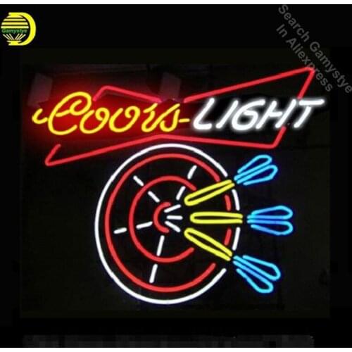 Neon Sign Beer Coors Light Darts Game Room Decor Light for Beer Bar Arcade Signs Glass Neon Lights Neon Beer Signs Wall Lights