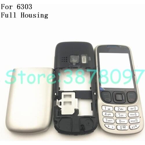 New Original Full Phone Housing Cover Case+English Keypad For Nokia 6303c 6303+Logo