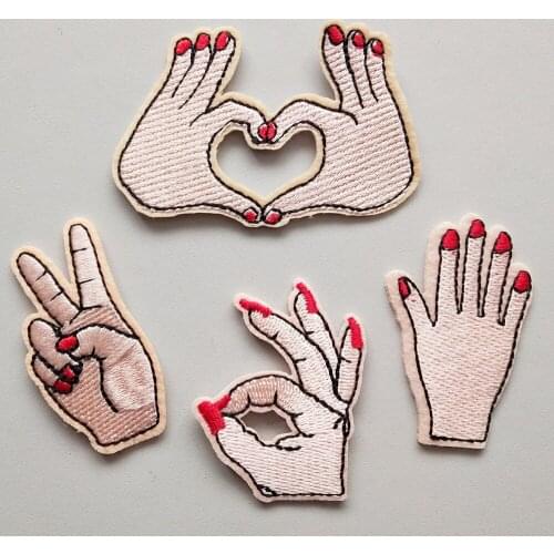 New Finger Love Embroidery Patches For Clothing Iron On Patch Badge Stickers On Clothes T shirt Applique CX158-161
