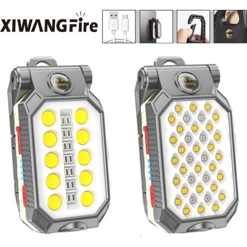 Portable USB Rechargeable COB+T6 Work Light LED Flashlight Waterproof Camping Light Magnet Design Power Display Flash Light