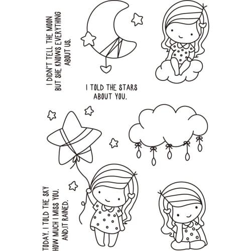 Girl Transparent Clear stamps and metal cutting dies