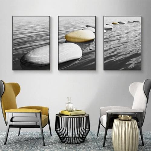 Nordic Decoration Abstract Stone Canvas Painting Black White Wall Art Posters and Prints Wall Picture for Living Room Home Decor