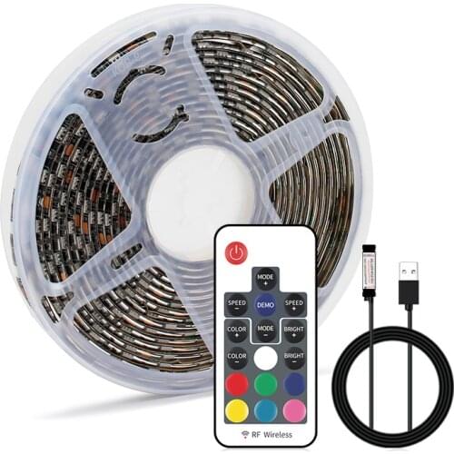 5V USB LED Stripe Light,RGB 5050 50CM-5M Waterproof 60Leds/m Neon LED Light,TV Backlight Tape Diode,17Key Controller