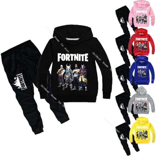 Battle Royale Boys Hoodies Clothes Suit Fortnite Children Anime Cartoon Print Hoodies Tops+Trousers 2pcs Clothing Set Tracksuit