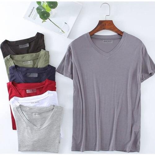 Size 8XL 150KG Modal V neck Men Short Sleeve Soft Top Thin Homewear Plus Size Loose Casual Sports Undershirts Big Size