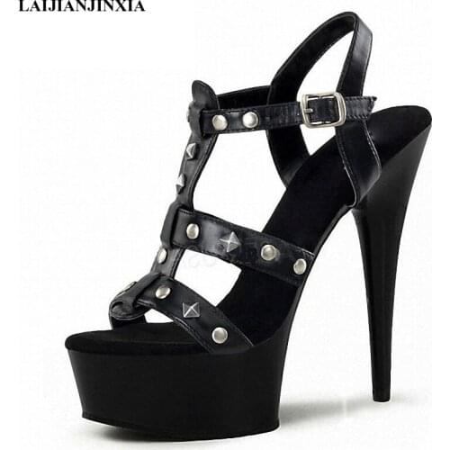New Sexy Summer Women Wedding Party Dancing Shoes 15cm Stiletto High Heels Platform Sandals Pole Dance Shoes