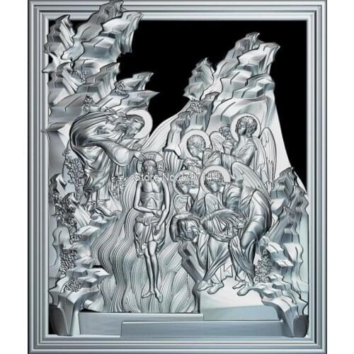 High quality New 3D model for cnc Baptism of Jesus Christ 3D carved figure sculpture machine in STL file Religion