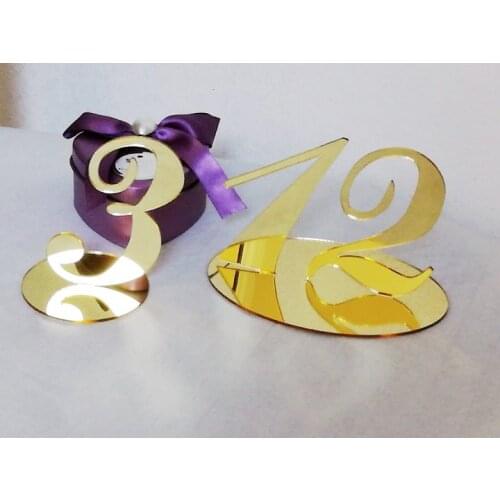High quality Gold table numbers holders. Suitable for wedding favors, offices, anniversaries party, home decorations etc. This