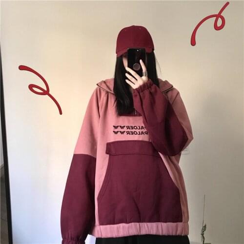 Japanese Hoodies Women Sweatshirts Oversize Ladies Pullovers Warm Hooded Jacket Clothes Stone Thrasher Tracksuit Streetwear
