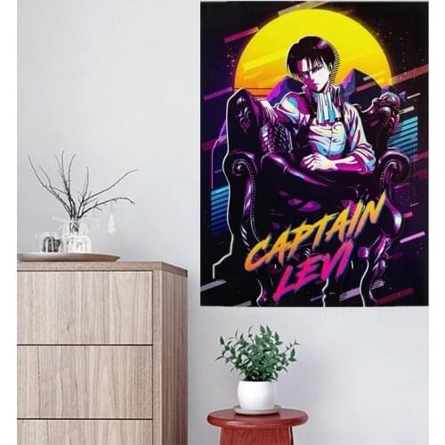 Japanese Anime Canvas Painting Levi Ackerman Wall Art Poster Attacking Giant Captain Len Picture Home Decor Children Room Mural