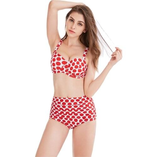 New Arrival 2020 Retro Swimming Suit for Women High Waist Printed Bikini Set 2 Piece Sets Womens