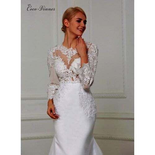 Sheer Boat Neck Hollow Back Elegant Mermaid Wedding Dress With Lace Embroidery Appliques Beading Sashes Bridal Dresses W0205