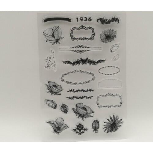 1sheet Flower frame transparent Silicone stencil for DIY Scrapbooking photo album decorative sheets