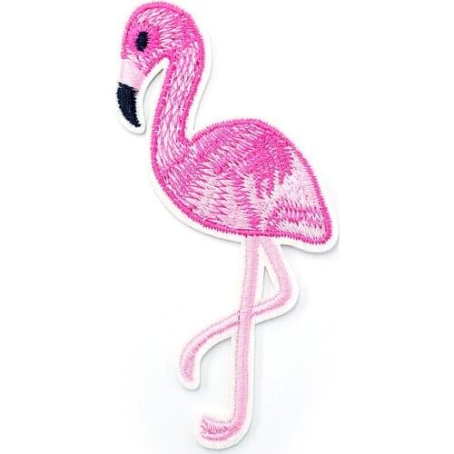 1Pcs Flamingo (Size:5.5x10.3cm) DIY Cloth Badges Embroidered Applique Sewing Patch Clothes Stickers Apparel Accessories