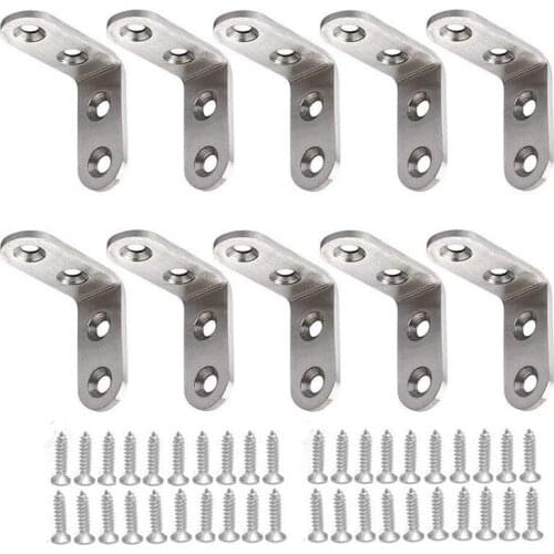 10Pcs 50X50MM with Screws Heavy-Duty "L"-Shaped Decorative Joint Corner Bracket Shelf Rack Wall Mount Bracket