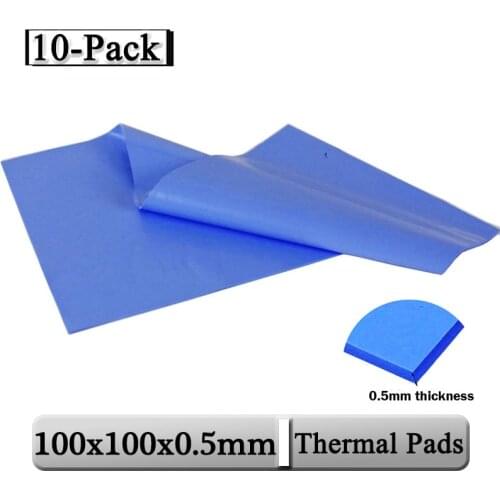 10Pcs/Lot Gdstime 10cm Size 100mmx100mmx0.5mm Blue Conductive Silicone Thermal Pads 0.05cm Thin Thickness Cooling Pad