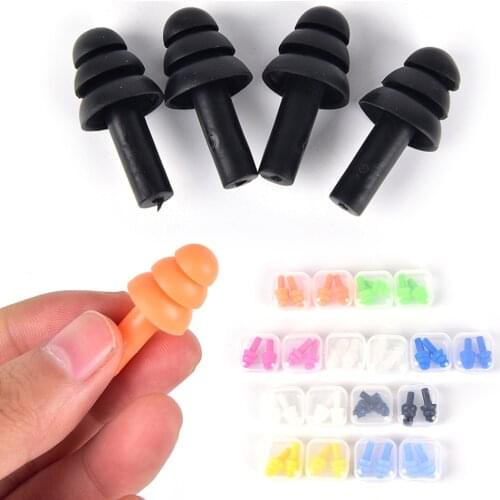 2Pairs Waterproof Silicone Swimming Ear Plugs Earplugs Ear Protector Noise Reduction Protective Earmuffs For Travel Sleeping