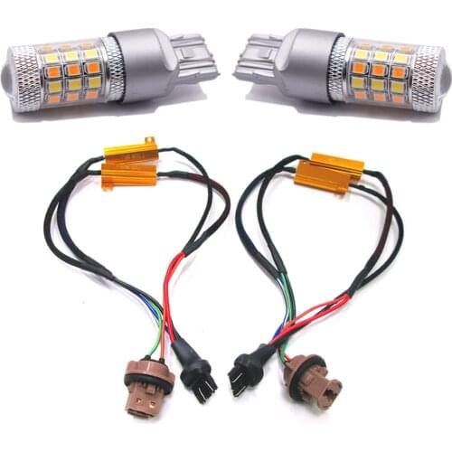 2pcs 7443 2835 Car LED Bulbs Turn Signal light Switchback White/Amber Error-Free Turn Signal Bulbs