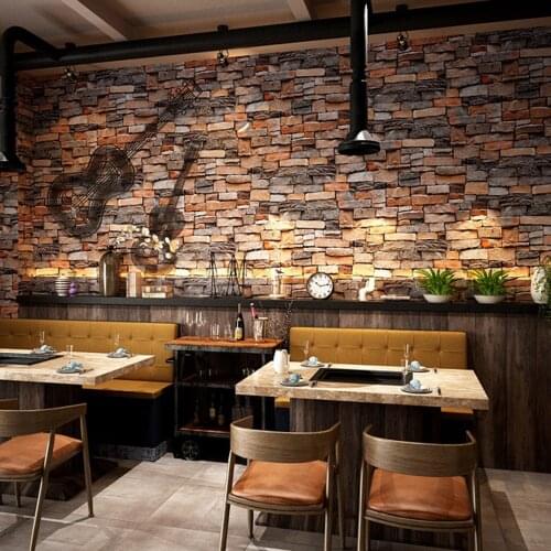 3D Stone Rustic Vintage Wallpaper Stereoscopic Faux Stone Brick Wall Wallpaper For Walls Living Room TV Background Decor