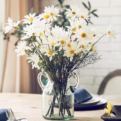 5 Heads/Branch Artificial Dasiy Flowers Silk Fake Flowers Decorative Stamen Small Daisy for Wedding Holding Flowers Home Decor