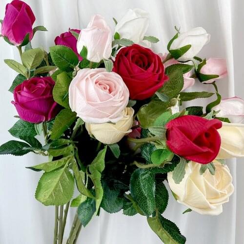 5Pcs Simulation 3 Heads Peony Silk Flowers Home Table Decoration Wedding Bouquet Fake Flowers diy Wreath