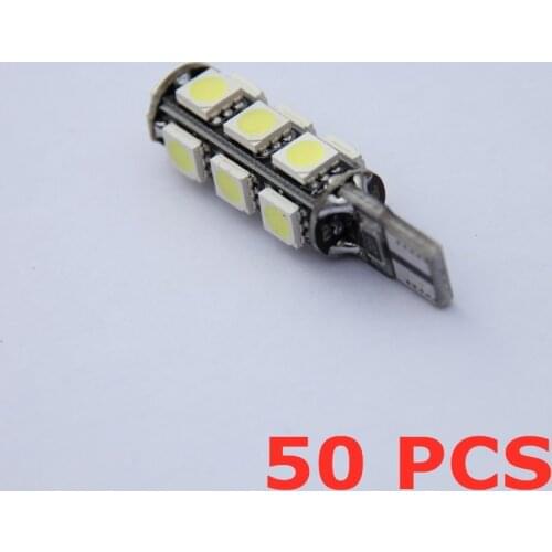 50X T10 Car Led W5W 5050 13SMD White Auto Led T10 Backup Lights Wedge Reading Lamp Trunk Bulbs License Plate Light