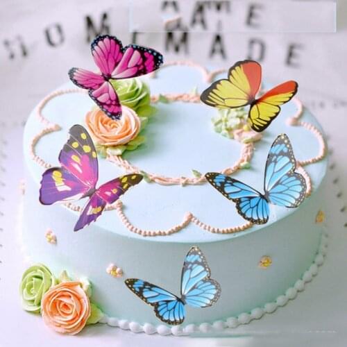 90 Pcs Butterfly Bee flower Edible Icing Sheet Cake Wafer Paper Muffin Cup Chocolate Creative Decoration