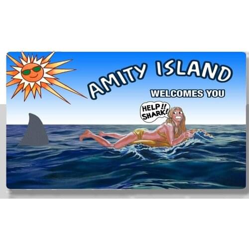 Amity Island Shark Billboard Metal Tin Sign Wall Plaque