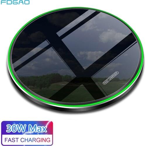 30W Qi Wireless Charger Induction Charging Dock Station Fast Charging Pad For iPhone 12 11 XS XR X 8 Samsung S20 S10 Note 20 10