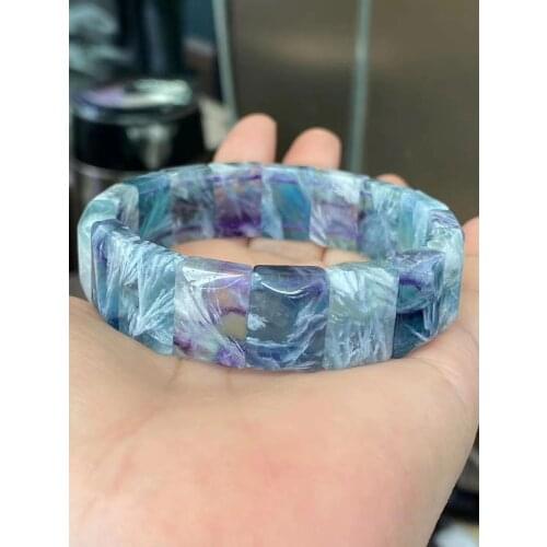 Natural Colorful Feather Fluorite Quartz Wings Bracelet Rectangle Beads Wealthy Men 16x10mm Love New Gift Bracelet AAAAA