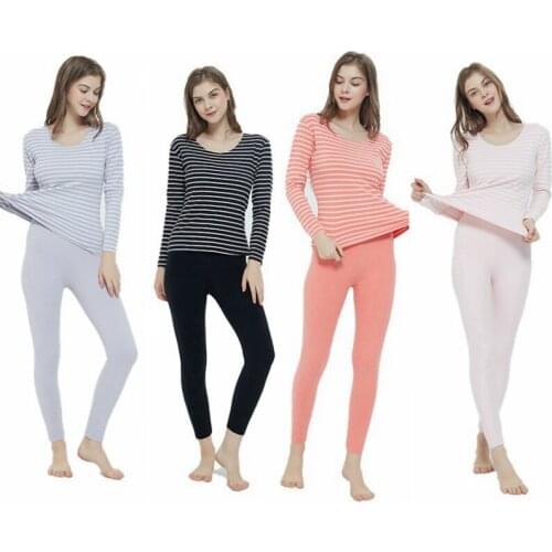 No trace Autumn Winter Plus Size 7XL long Johns for women stripe Fever thermal underwear womens warm sets tops and pants