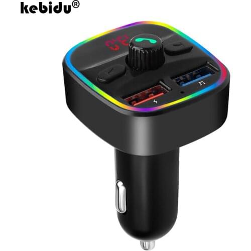 Kebidu QC3.0 Bluetooth 5.0 Car Kit Handsfree FM Transmitter USB Car Charger Audio MP3 U Disk TF Card Player Mobile Phone Charger