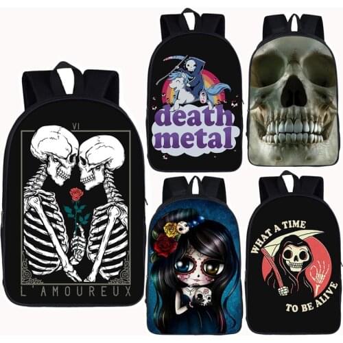 Cool Death Skull Backpack for Teenagers Children School Bags Men Rucksack Travel Bag Laptop Backpack Boy Book Bag
