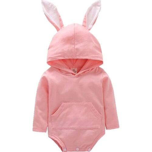 2019 Newborn Girls Hodded Rompers Jumpsuit Infant Baby Boy Girl Body Suit Playsuit Toddler Rabbit Romper Outfit 1yr Kids Clothes
