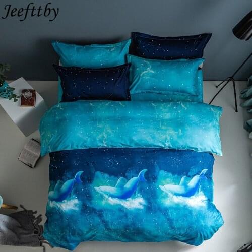 Animal Bedding Set Blue Bedclothes Dolphin Reactive Printed Bed Cover With Pillowcase 3pcs Single Double King Duvet Cover Set