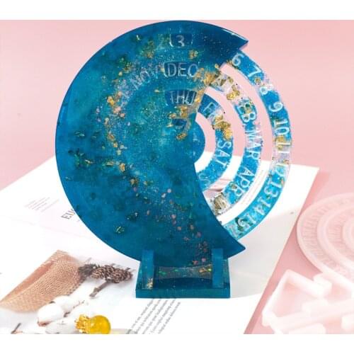 Round Permanent Calendar Clear Silicone Mold For DIY Home Decoration Heart Calendar Plate UV Epoxy Resin Crystal Casting Mould