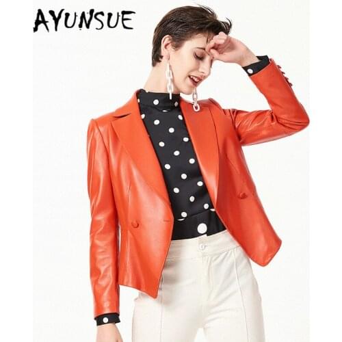 AYUNSUE Autumn Genuine Leather Jacket Women Clothes 2020 Korean Streetwear Short Sheepskin Coat Elegant Real Leather Coats Z1702