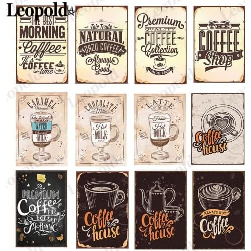 Coffee Retro Metal Tin Plate Milk Letter Poster Wall Art Plate Kitchen Bar Pub Cafe Home Wall Decoration 20X30Cm