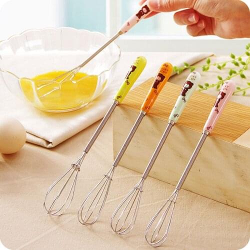 Mini Stainless Steel Egg Whisk Cute Cartoon Balloon Whisk Small Egg Mixing Mixer Milk Egg Beater Kitchen Cooking Tool