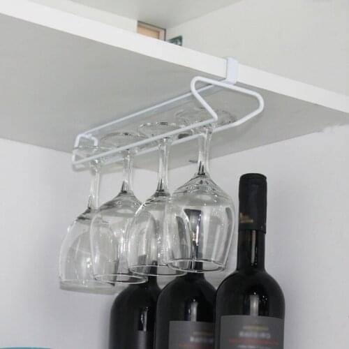 Multifunction Wine Glass Rack Hanger Single Row Single Row No Drilling Save Space Practical Durable Metal For Kitchen Bedroom