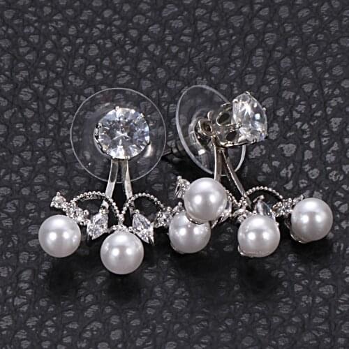 Fashion Pearl earring with Crystal Zirocn Jewelry Birthday gift Jewelry Women Accessories earrings
