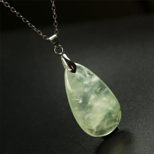 2018 Newly Genuine Natural Green Crystal Women Unique Necklace Water Drop Bead Pendants 33*18*8mm Fashion Crystal Stone Pendant