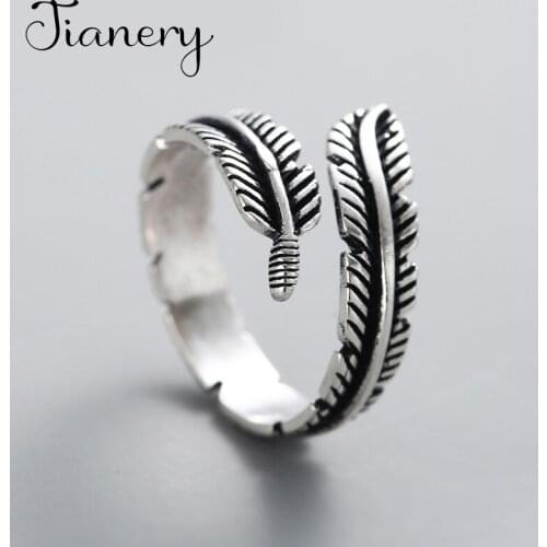 Charming Open Feather Ring for Women Vintage Boho Party Rings Gothic Punk Jewelry Gifts for Girls 2021
