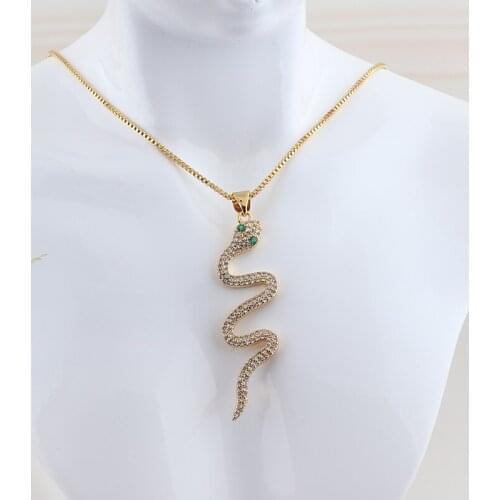 Rainbow Snake Necklace Animal Snake Dangle Women Pendant Necklace Minimalist Copper Female Birthday Jewelry Gift Party