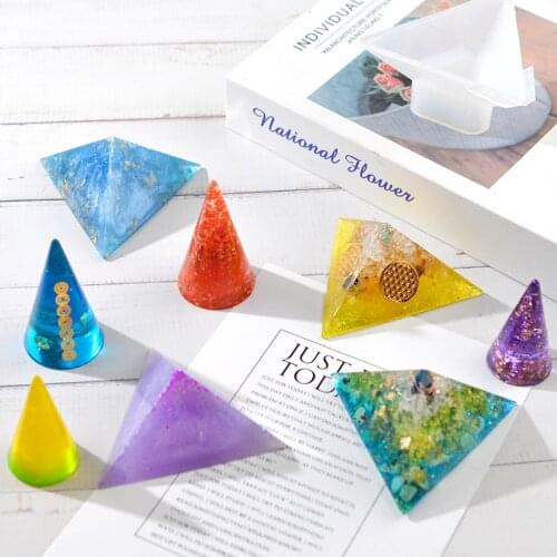 Pyramid Shape Molds Silicone Crafts Set Water Drop Cone Moldes De Silicona Para Reposteri for Ornaments Simple Jewelry Display