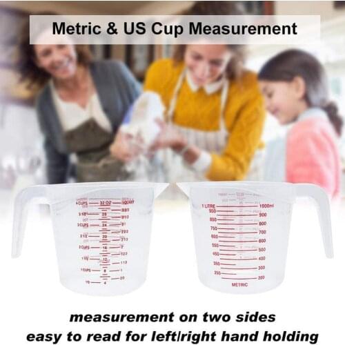 250ml 500ml 1000ml Plastic Measuring Cup Jug Pour Spout Kitchen Supply Transparent Cup Plastic Measuring Cup with Scale