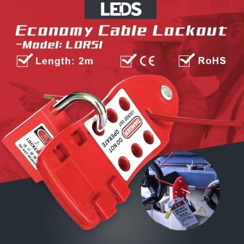 Economy Cable Lockout Fish Type Cable Safety Lock With Insulated Steel Wire Cable Energy Isolation Equipment Valve LOTO Lock
