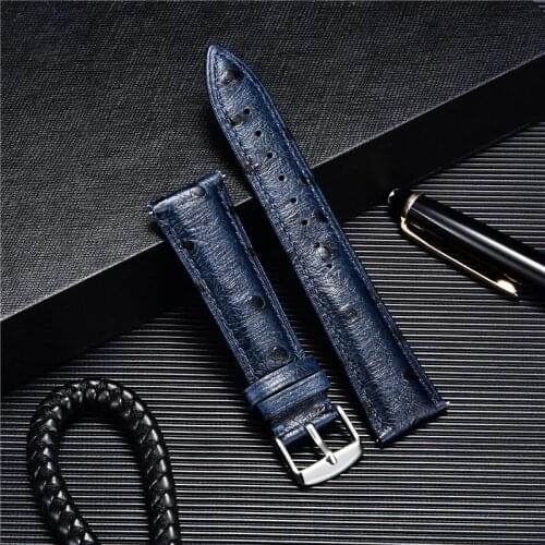 Ostrich Pattern Leather Strap 18mm 20mm 22mm Soft Quick Release Leather Watchband Blue Black Red Brown Wrist Watch Band Bracelet