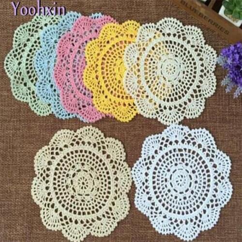 Modern Lace cotton table mat cloth kitchen crochet Placemat place mat Doily dining tea Cup mug coffee Coaster plate drink Pad