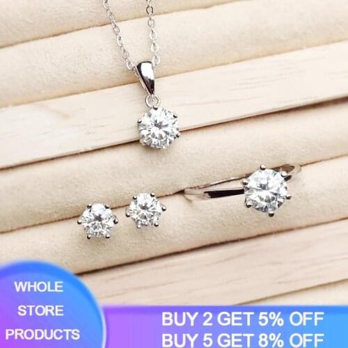 YANHUI Original 925 Sterling Silver Crystal Zircon Pendant Necklace/ /Earrings/Ring Wedding Accessories For Women Jewelry Sets